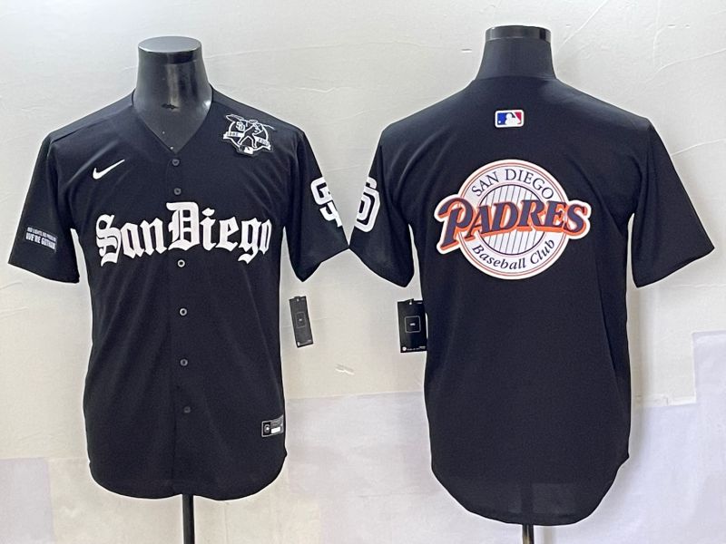 Men 2025 San Diego Padres Blank Black Five generations Joint Name Nike MLB Jersey style 28->san diego padres->MLB Jersey